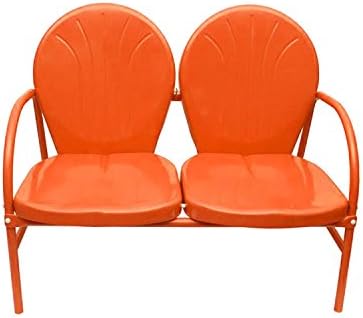Rich Pacific Orange Retro Metal Tulip 2-Seat Double Chair