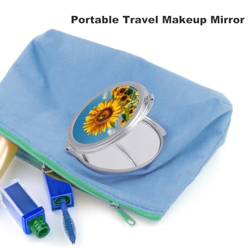 Espejo de maquillaje redondo portátil para viaje miniatura 3
