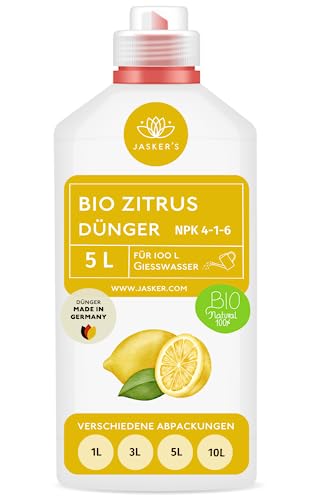 JASKER'S Bio Zitrusdünger 5 Liter Konzentrat - Zitronendünger für 1000 Liter Gießwasser - 100% organischer Dünger - Zitrusdünger flüssig - Zitronenbaum-Dünger - Citrus Dünger flüssig