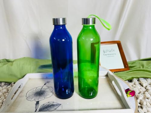 Image of Elite Borosilicate Glass Water Bottles, Pack of 2, 800ml Capacity Each, Microwave & Freezer Safe, Leak Proof & Airtight Lid, Scratch Resistant (Multicolor)