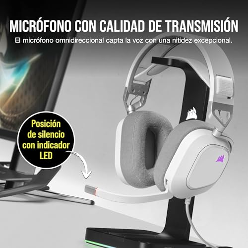 Image of Corsair HS80 RGB USB Premium Gaming Headset with Dolby Audio 7.1 Surround Sound (Broadcast-Grade Omni-Directional Microphone, Memory Foam Earpads, High-Fidelity Sound, Durable Construction) White