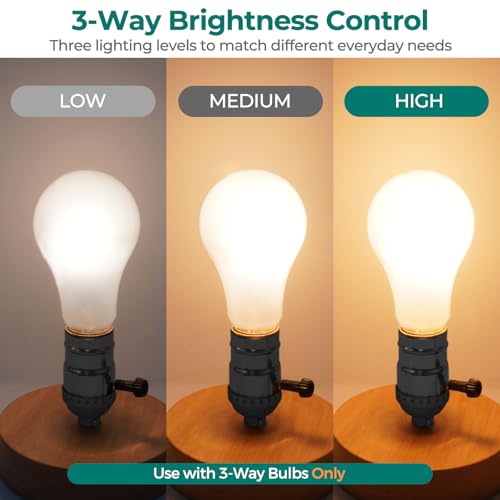 Image of DiCUNO UL Listed 3-Way Lamp Socket Replacement, E26 Standard Threaded Base Light Socket, Turn Switch Knob for Low-Medium-High Light Settings, Table, Floor Lamp Repair Kit, 1-Pack, (Nickel)
