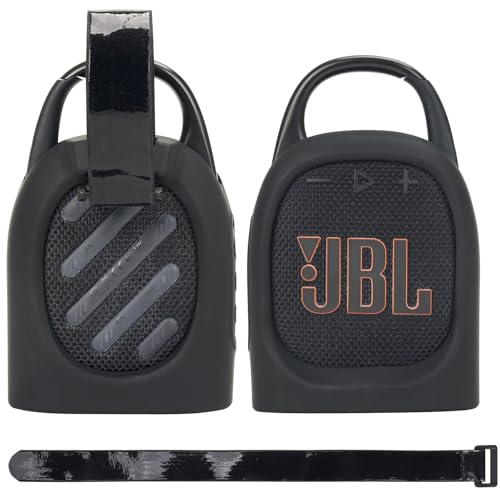 YouKnow Silicone Case for JBL Clip 5 Ultra Portable Bluetooth Speaker, with Removable Strap Attach to Bike Golf Cart Boat (Black)