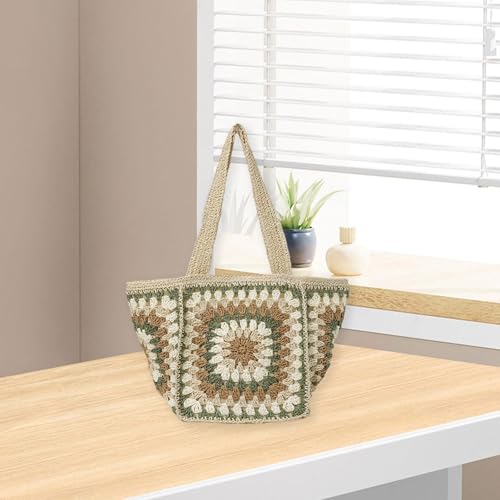 Sac de Plage Grande Capacité DuskHaven en Crochet Vert pour Tout Transporter