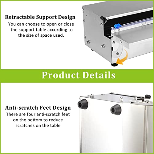 Drstarful Commercial Film Dispenser, 18” Stainless Steel Plastic Wrap Dispenser with Slide Cutter, Manual Wrapping Food Service Film Dispenser for Food Packaging in Restaurant, Supermarket, Fruit Shop - Thumbnail 4