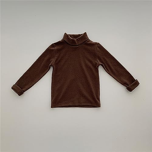 Betadog Girls Turtleneck Sweater Kids Casual Long Sleeve Pullover Tops Solid Baby Turtleneck Long (Coffee, 5-6 Years)3