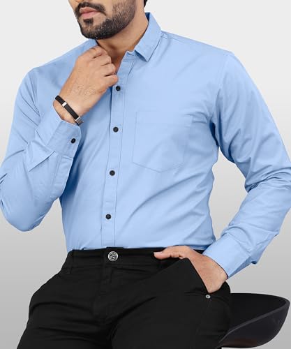 Image of Men's Cotton Full Sleeve Shirt | Regular Fit Casual & Formal Wear with Patch Pocket