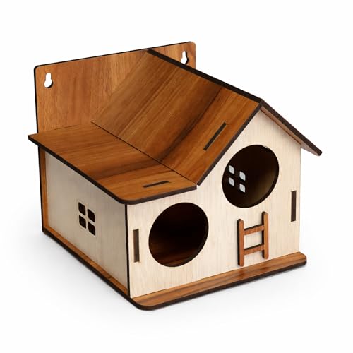 Image of Deskart Wooden Bird House | WallPatch Wooden Bird Nest for Balcony, Window and Garden | Suitable for Sparrow and Kingfisher etc. Birds