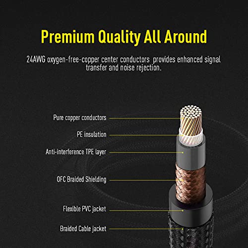 SONICAKE Braided Guitar Cable 3m/10ft Guitar Instrument Cable 6.35mm 1/4" Right Angle to Straight Black, 3M ST-RA Black, 3 meters - Image 2