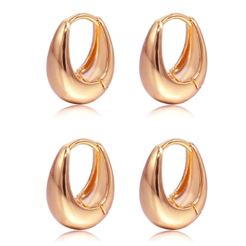 Krstudent Gold Hoop Earrings Pack 18K Rose Gold Plated Small Hypoallergenic Hoop Huggie Earrings Set for Women Girls