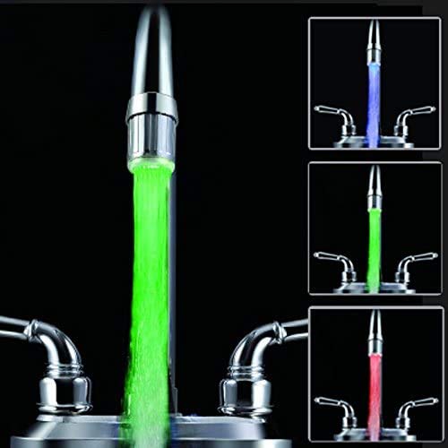 SNOMYRS 7-Color Change Automatically LED Water Faucet Light Water Stream Color Changing Faucet Tap Sink Faucet for Kitchen and Bathroom?7 Color-2PC?