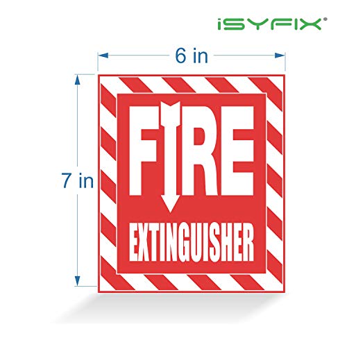 Fire Extinguisher Signs Stickers – 4 Pack 6x7 Inch – Premium Self-Adhesive Vinyl, Laminated for Ultimate UV, Weather, Scratch, Water and Fade Resistance, Indoor and Outdoor