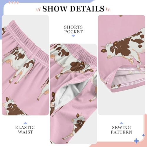 Vdsrup Cow Pajama Pants Pink Pajama Bottoms Soft Sleep Pjs Lounge Pants S4