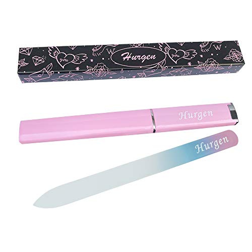 HURGEN Glass Nail Files, Nail Scrub Strips Polishing Tool, Washable Crystal Nail File Strips Can be Reusable, Environmentally friendly Glass Nail File Strips Suitable for Babies, Soft Pink