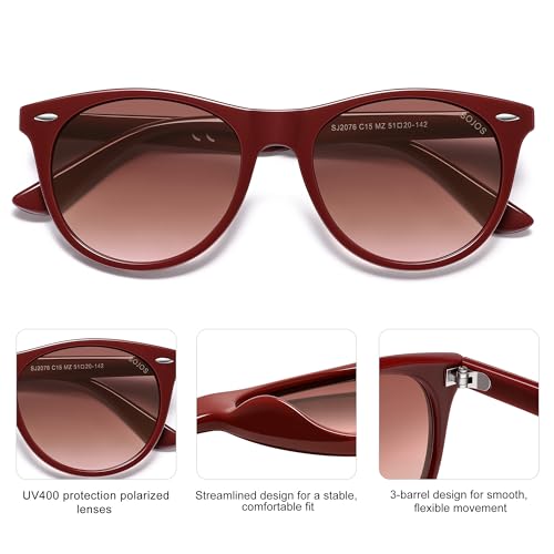 Image of SOJOS Classic Polarized Sunglasses for Women Men Small UV400 SJ2076 | Lightweight Design Frame for All-day Comfort