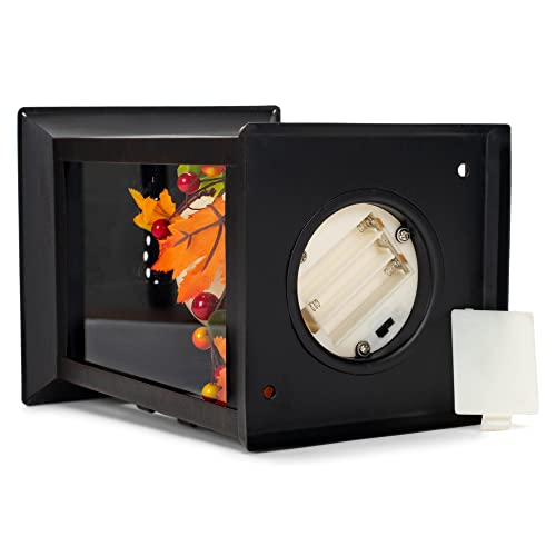 Image of Mark Feldstein & Associates All Season Interchangeable Wreaths Black 13.5 inch Iron Holiday Candle Lantern