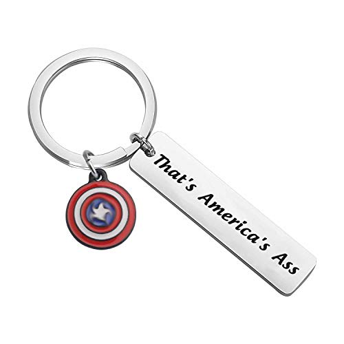 ENSIANTH Movie Inspire Gift Thatâ€™s Americaâ€™s Ass Keychain Captain America Gift Movie Fan Gift (Americaâ€™s Ass Keychain)