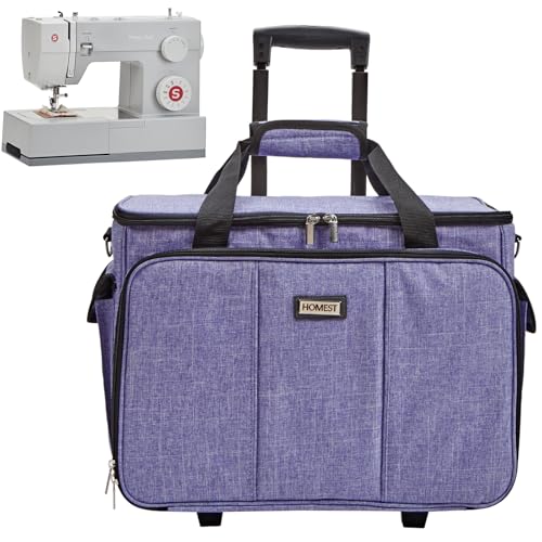 HOMEST Deluxe Sewing Machine Case with Wheels, Rolling Troll...