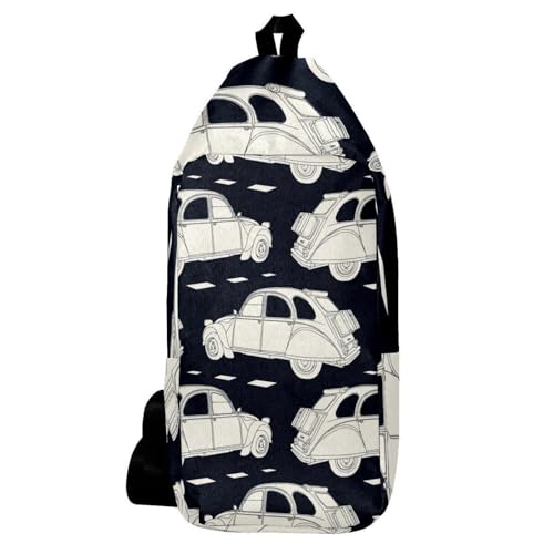 Sac à dos à bandoulière vintage motif voiture multicolore 16x36cm