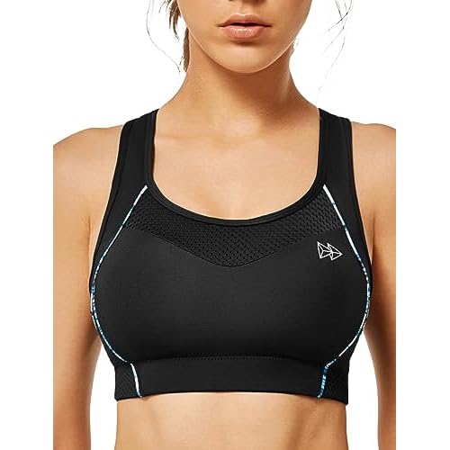 Yvette Sport BH Starker Halt Ringerrücken Große Ohne Bügel Bustier für Fitness Lauf Yoga, Schwarz, Gr.- 5XL(D-F) für 110D 110E 110F