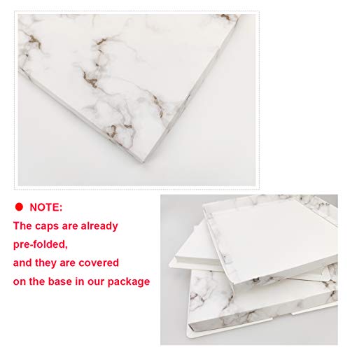 Transparent Cake Box, 2 Pcs Clear Plastic Cake Boxes Bakery Packaging Carriers with Pre-folded Lid Baking Cookie Display Pack Carry Tall Layer Gift Toy Box 9.4" x 10.3" x 10.3" - Marble Print - Thumbnail 5