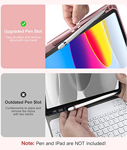 Image of Hamile for iPad 11th 10th Generation Case with Keyboard - 7 Colors Backlit Wireless Detachable Folio Keyboard Cover with Pencil Holder for iPad 11-inch A16 2025 10th Gen 10.9 Inch 2022 (Light Pink)