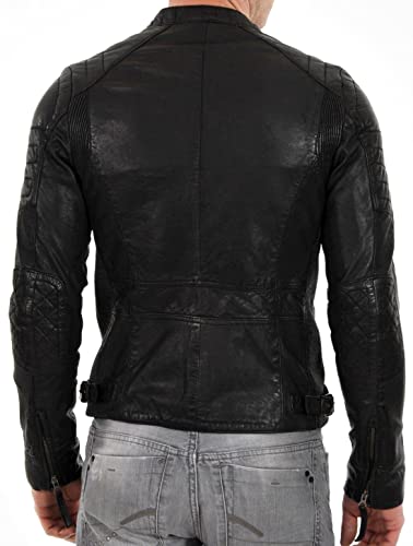 DECIMAL Men's Black & BROWN Genuine Lambskin Leather Biker Jacket VINTAGE REAL MOTORCYCLE JACKETS FOR MEN2