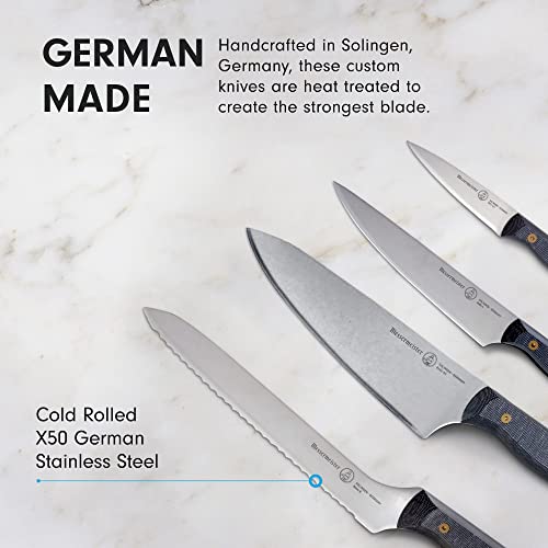 Messermeister Custom 5-Piece Magnet Block Set - Includes Chef’s, Scalloped Offset, Utility & Paring Knife + Magnet Block #TOP4