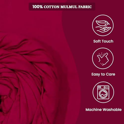 Image of 100% Pure Cotton Mulmul Fabric Material | Reusable Ultra Fine Mulmul Fabric | Lightweight Soft Smooth Piece Linning, Stole, Dupatta, Cushion Pillow Cover (Pink Rose, 2.5 Meters)