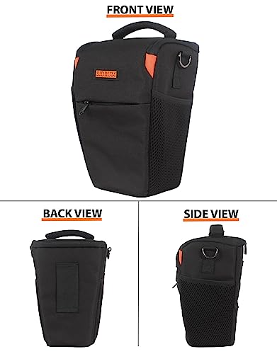 Image of Polyester D2 DSLR Camera Bag, Camera Case with Adjustable Shoulder Strap, Compatible for Nikon, Canon, Sony Cameras - Waterproof - Anti Shock (Black-Orange Interior)