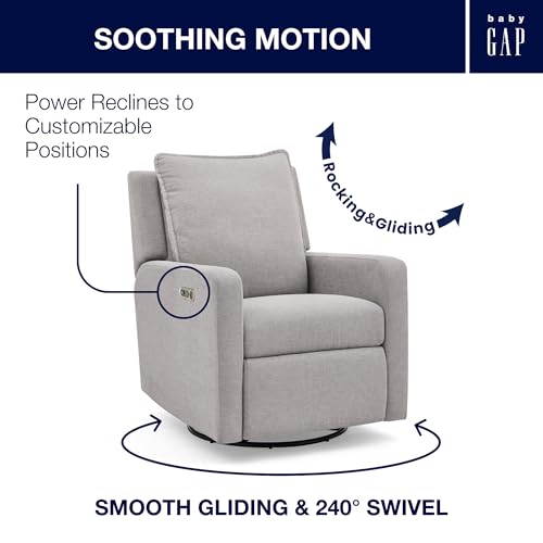 Image of babyGap Harlowe Power Recliner with USB-A & Charging Port by Delta Children - Greenguard Gold Certified - Stain-Resistant Performance Fabric is Oeko-TEX Standard 100 Certified, Ash