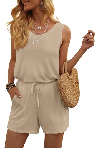 Image of DouBCQ Womens Summer Casual Sleeveless Loose Jumpsuits Romper with Pockets