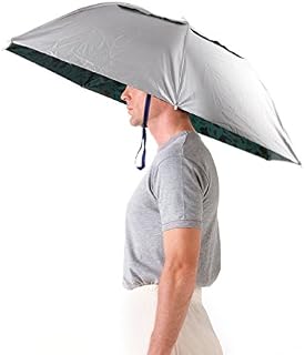 Luwint 36'' Diameter Elastic Fishing Gardening Folding Umbrella Hat Headwear, Silver