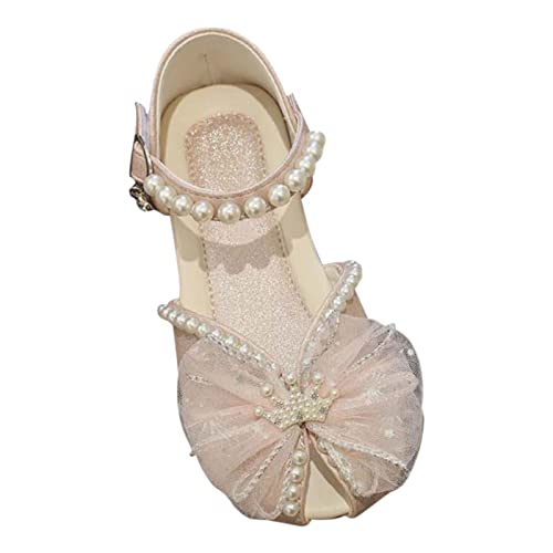Toddler Kids Girls Dress Casual Sandal Mesh Bow Closed-Toe Mary Jane Shoes Ballerina Satin Ankle Wedding Shoes