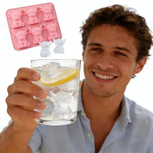 Molde para cubos de hielo con diseño 3D de vaca Highland mini miniatura 5