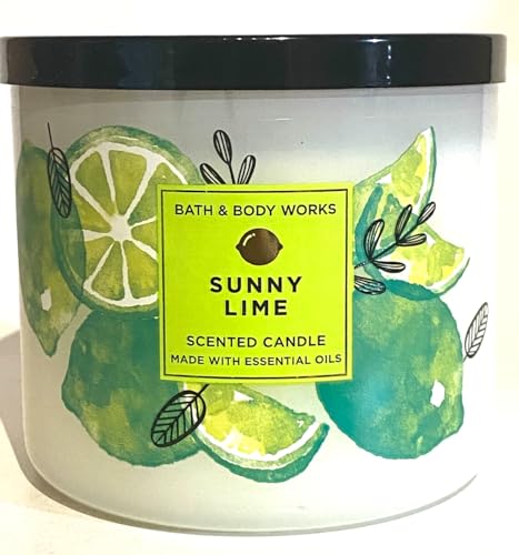 Generic 2 Bath Body Sunny Lime Large 3-Wick Filled Scented 14.5 OZ Candle, White