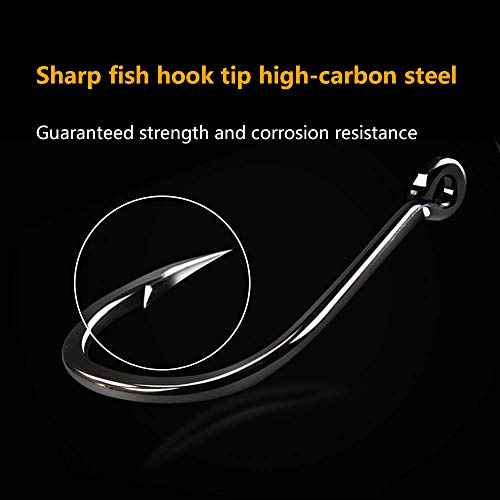 Wetest Upgraded Fishing Hooks Set High Carbon Steel Jig Bait Sharp Fish Hook Black