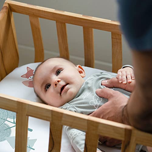 Jumpoff Jo - 2 Pack Fitted Bassinet Sheets, Soft Cotton Flexible Fit For Oval, Rectangle, And Hourglass Standard Mattresses, 16 In. X 32 In. - Woodland And Rainbows #TOP2