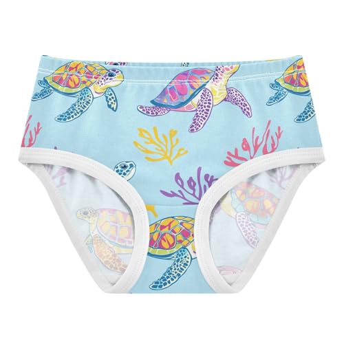 Wusikd Sea Turtle Girls' Underwear Cotton Colorful Girls Briefs Soft Toddler Underwear 2T