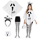YREYBN 4 PCS Halloween Costumes for Women Adult, Full Set with Cape, Headband, Stockings and Tote Bag, Perfect for Halloween Parties, Cosplay and Themed Events