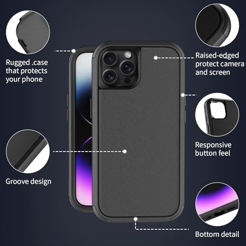 Coque iPhone 15 Pro Max résistante aux chocs protège-écran noir 6.7 - 6