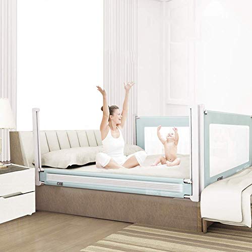 Barandilla para cama de niños de malla ventilada y deflector anticaídas verde de 150cm 8