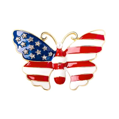 Image of Enamel Brooch Pin For Women Men, Vintage American Flag Crystal Lapel Pin, Christmas Brooch Suit Dress Clips Accessory Gift