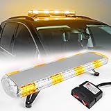 PIILOO 38 Inch Rooftop Emergency Strobe Light Bar 72 LED Traffic Advisor Warning Lightbar IP65 Waterproof 15 Flashing Mode Heavy-duty Bolt Mount for Vehicle Security Snowplow Truck(Amber/White/Amber)