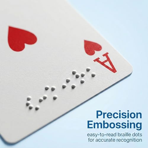 PYRUVAE Braille Spielkarten Groß für Sehbehinderte und Sehbehinderte mit Taktiler Beschriftung Benutzerfreundliche Vielseitiges Kartenspiel für Senioren und Unterstützendes Hilfsmittel für