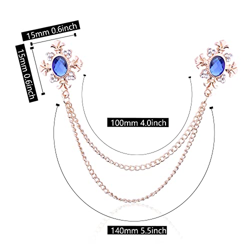 Image of Anmpab Cross Crystal Tassel Chain Brooch Gold Silver Tassel Collar Pins Broochs Rhinestone Lapel Pin for Men Women Suit Accessories