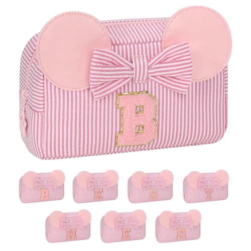 Initial Makeup Bag, Cute Makeup Bag Small Cosmetic Bag for Girls, Travel Makeup Bag Organizer, Personalized Birthday Gifts for Girls Sister Daugther Granddaugther Friend, Teen Girls Gifts Trendy Stuff