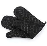 Premium Anti-Rutsch Ofenhandschuhe (1 Paar) bis zu 240 °C - Silikon Extrem Hitzebeständige Grillhandschuhe BBQ Handschuhe - Backofen Handschuhe, zum Kochen, Backen, Barbecue Isolation Pads (schwarz)
