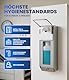 Hygiene365 Desinfektionsmittelspender Aluminium, Eurospender 500-1000ml – Wandhalterung, Langer Armhebel, abschließbar, für Seife & Desinfektionsmittel, hygienisch & stabil (Mit Flaschenblende)