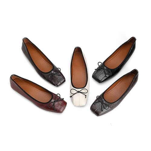 Comfortable Walking Flats for Women Closed Square Toe Bow Ballet Flats Dressy Casual Slip On Dress Shoes2